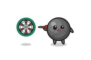 cute cannon ball is playing dart vector