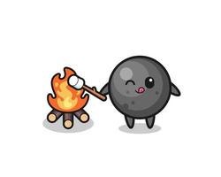 cannon ball character is burning marshmallow vector