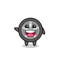 rueda de coche feliz lindo personaje de mascota vector