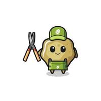 cute loose stools as gardener mascot vector