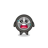 the fatigue cartoon of car wheel vector