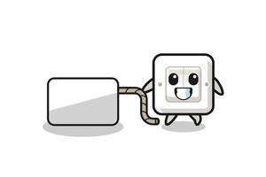 light switch cartoon is pulling a banner vector