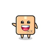 happy cardboard box cute mascot character vector