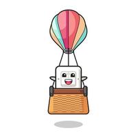 light switch mascot riding a hot air balloon vector