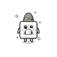 cute cartoon light switch with shivering expression vector