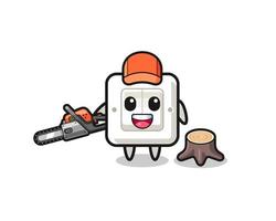 light switch lumberjack character holding a chainsaw vector