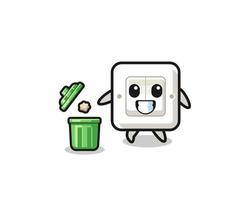 illustration of the light switch throwing garbage in the trash can vector