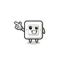 light switch mascot pointing top left vector
