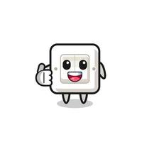 light switch mascot doing thumbs up gesture vector