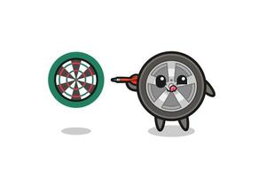 cute car wheel is playing dart vector