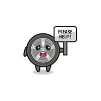 cute car wheel hold the please help banner vector