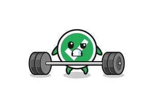 cartoon of check mark lifting a barbell vector