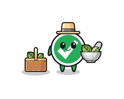 check mark herbalist cute cartoon vector