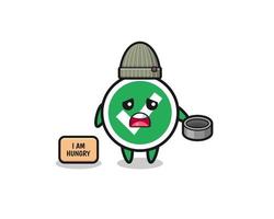 cute check mark beggar cartoon character vector