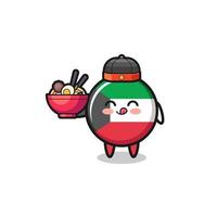 kuwait flag as Chinese chef mascot holding a noodle bowl vector