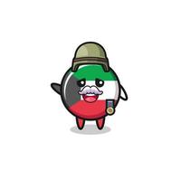 cute kuwait flag as veteran cartoon vector