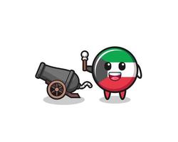 cute kuwait flag shoot using cannon vector