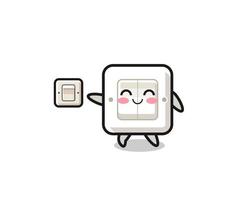 cartoon light switch is turning off light vector