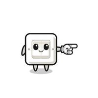 mascota del interruptor de luz con gesto apuntando a la derecha vector