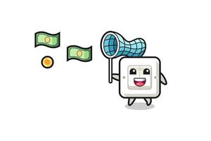 illustration of the light switch catching flying money vector