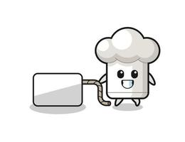 chef hat cartoon is pulling a banner vector