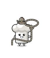 the chef hat cowboy with lasso rope vector