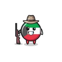 kuwait flag hunter mascot holding a gun vector