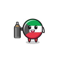 the cute kuwait flag as a graffiti bomber vector