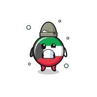 cute cartoon kuwait flag with shivering expression vector