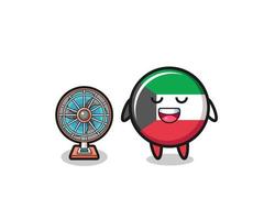 cute kuwait flag is standing in front of the fan vector