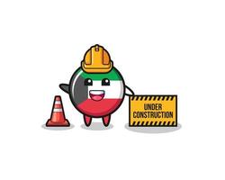 illustration of kuwait flag with under construction banner vector