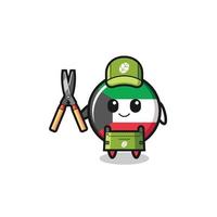 cute kuwait flag as gardener mascot vector