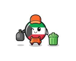 the mascot of cute kuwait flag as garbage collector vector