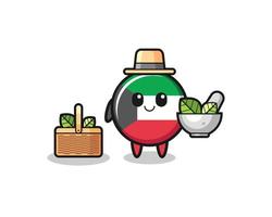 kuwait flag herbalist cute cartoon vector