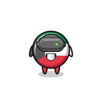 cute kuwait flag using VR headset vector