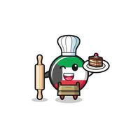 kuwait flag as pastry chef mascot hold rolling pin vector