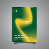 gradation mesh futuristic cover template, abstract wave green yellow color, design vector graphic