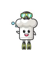the chef hat diver cartoon character vector