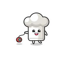 cartoon of cute chef hat playing a yoyo vector