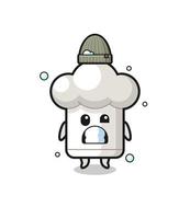 cute cartoon chef hat with shivering expression vector