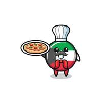 personaje de la bandera de kuwait como mascota del chef italiano vector