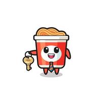 cute instant noodle as a real estate agent mascot vector