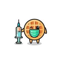 circle waffle mascot as vaccinator vector