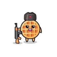 cute circle waffle cartoon as Russian army vector