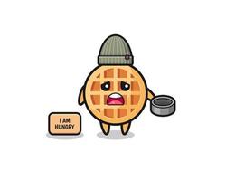 cute circle waffle beggar cartoon character vector