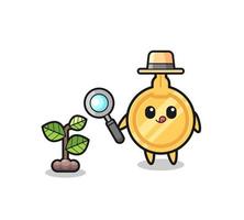 cute key herbalist researching a plants vector