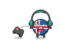 iceland flag gamer mascot is angry vector