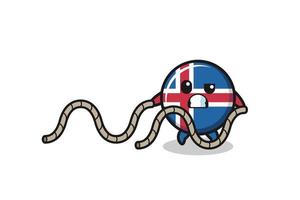 illustration of iceland flag doing battle rope workout vector