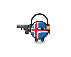 ilustración de dibujos animados de la bandera de islandia haciendo campo de tiro vector