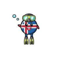 the iceland flag diver cartoon character vector